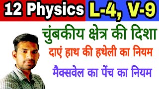 चुंबकीय क्षेत्र की दिशा  दाएं हाथ की हथेली का नियम  मैक्सवेल का पेंच का नियम L4 V9  By Manoj Sir [upl. by Packston]