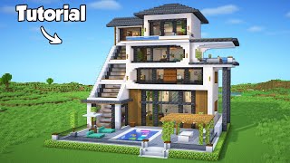 Minecraft How to Build a Modern House Tutorial Easy to Follow 50  Interior in Description [upl. by Jethro974]