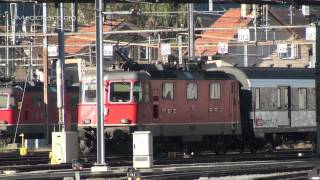 TrainsZügeZugverkehr in Chur  Eisenbahnen in der Schweiz RhB und SBBBest Sound [upl. by Terb424]