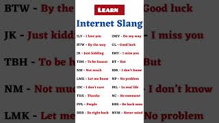 Internet Slangs That You Must Know  Texting Acronyms  Trendy english slang words learnenglish [upl. by Dodi]