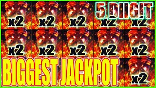 We Hit The BIGGEST JACKPOT Ever on High Limit Tiki Fire Lightning Link Slot [upl. by Schick]