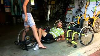 C6 quadriplegic in and out of handcycle with assistance [upl. by Seligmann222]