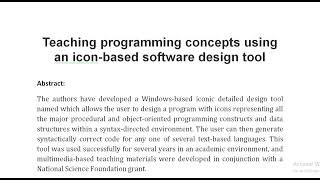 Teaching programming concepts using an icon based software design tool [upl. by Pelagi]