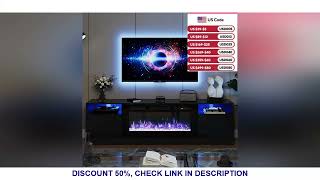 Fireplace TV Stand with 36quot Electric Fireplace LED Light Entertainment Center Modern Wood Texture [upl. by Ylrebmek]