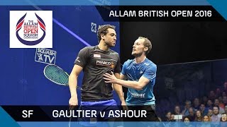 Squash Gaultier v Ashour  Allam British Open 2016  Mens SF Highlights [upl. by Womack]