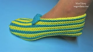 DIY Crochet Simple Slippers Tutorial Heklane popke – jednostavan rad [upl. by Oxley513]