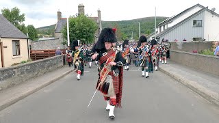 Scotland the Brave as Drum Majors lead the Massed Pipe Bands away from 2022 Dufftown Highland Games [upl. by Nwad]