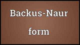 Backus Naur form Meaning [upl. by Ericksen]