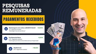 5 sites de pesquisas remuneradas que realmente pagam  Provas de Pagamento Paypal [upl. by Volotta]