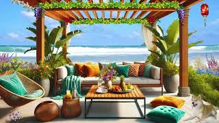 Jazz Cafe Vibes by the Sea Bossa Nova Ambience and Relaxing Ocean Waves [upl. by Prober]