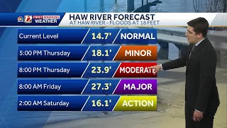 WXII 12s Dylan Hudler speaks on concerns about Haw River flooding [upl. by Ardiedak]