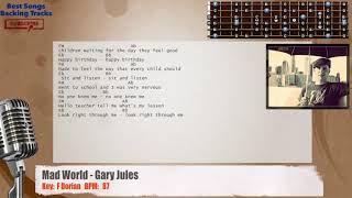 🎙Mad World  Gary Jules Vocal Backing Track with chords and lyrics [upl. by Nohsram]