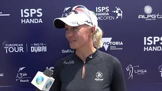 Madelene Sagstrom First Round Interview at 2020 ISPS Handa Vic Open [upl. by Letty]