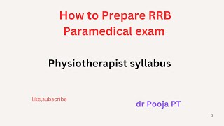 How to prepare RRB physiotherapist exam subjects related syllabus with topics 2025 [upl. by Anaoj]