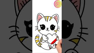 Drawing a Cute Cat Holding a Heart  Easy StepbyStep Tutorial [upl. by Adilen854]