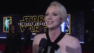 Star Wars  The Force Awakens Gwendoline Christie quotCaptain Phasmaquot Red Carpet Interview ScreenSlam [upl. by Kyre674]