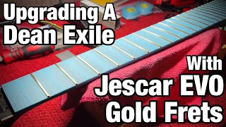 ReFretting A Dean Exile Select 7 Multiscale Kahler SNBB Guitar With Jescar EVO Gold Frets [upl. by Francie921]