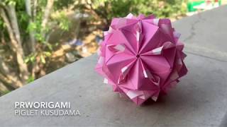 Piglet Kusudama  PrwOrigami Folding Tutorial 【くす玉・折り紙】 [upl. by Anigroeg678]