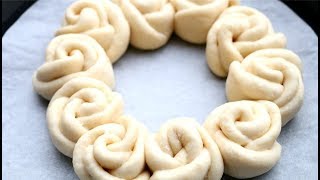 How To Make Rose Buns  Flower Bread 🌹 Super Soft Milk Bread  Dinner Rolls Recipe [upl. by Orianna212]