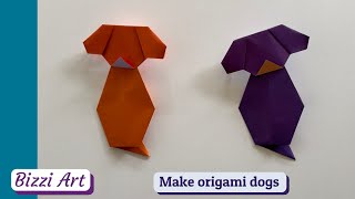 Make origami dogs  Origami tutorials  Bizzi Art [upl. by Letsirhc]