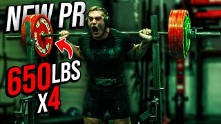 SQUATTING 650LBS FOR 4 REPS  NEW SQUAT PR amp POWERLIFTING TIPS [upl. by Artina839]