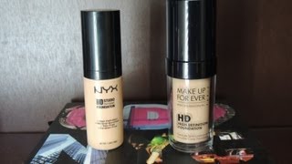 NYX HD Studio Photogenic Foundation vs Makeup For Ever HD Foundation Review amp Demo [upl. by Enrichetta968]