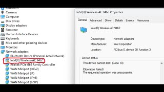 Fix Intel Wireless AC 9462 Adapter Not Working Error Code 1043455639 On Windows 1110 PC [upl. by Eckmann]