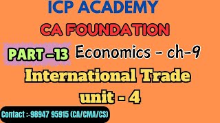 CA FOUNDATION ECONOMICS NEW SYLLABUS 2024  CH 9 INTERNATIONAL TRADE  PART  13  UNIT 4 [upl. by Groot]