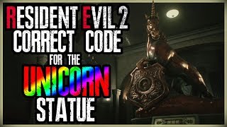 WHAT IS THE CODE FOR THE UNICORN MEDALLION STATUE PUZZLE  RESIDENT EVIL 2 REMAKE [upl. by Akineg784]