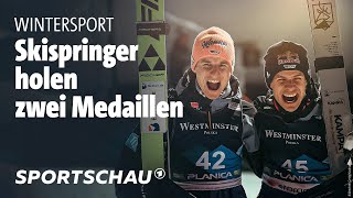 Nordische SkiWM Wellinger und Geiger gewinnen Silber und Bronze  Sportschau [upl. by Elianora]