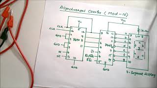 Asynchronous counter of mod10 using IC 7490 and display on 7segment display using IC 7447 [upl. by Atiran]