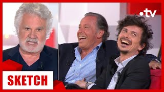 🤣 Fou rire de Michel Leeb devant le sketch de Roland Magdane 🤣  Vivement Dimanche 16 avril 2017 [upl. by Ahsaetal667]