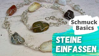 Steine einfassen mit Draht  Basics Draht Schmuck für Anfänger [upl. by Ateuqram]