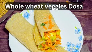 Whole wheat veggies dosa Breakfast recipe  No oil No fermentation instant Dosa Easymamalife [upl. by Zetnas]