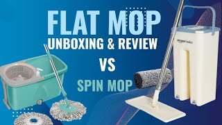 Amazon Basics Flat Mop Unboxing amp Comparison With Spin Mop SimplyQuickly [upl. by Akinet]