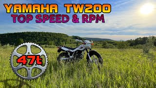 Yamaha TW200 w 47T Sprocket Top Speed amp RPM 4K [upl. by Akihsar]