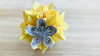 Flower Ball origami Kusudama tutorial  How to Make Easy Flower ball DIY  Party Decorations [upl. by Jessica]