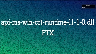 How to Fix apimswincrtruntimel110dll missing in Windows 108187 [upl. by Ycram]