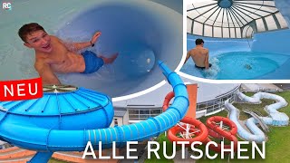 Freizeitbad Greifensteine  ALLE Wasserrutschen 2024 mit neuen Rutschen [upl. by Mariam]