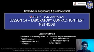 Geotechnical Engg 1 Soil Mechanics  Laboratory Compaction Test Methods [upl. by Rosemary]