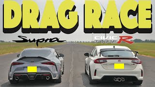 2023 Honda Type R vs 2023 Toyota Supra 6MT almostDrag and Roll Race [upl. by Nedyaj]