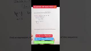 Quadratic nth term Hack ⚠️ [upl. by Bonnice]