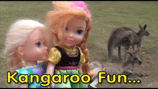 Anna and Elsa Road Trip Australia Meet the Animals P2 Kangaroos Toddlers Anna and Elsa at Zoo Toys [upl. by Spiegel136]