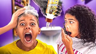 SON vs GORILLA GLUE The Hair PRANK [upl. by Roselba]