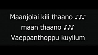 Manjolai Kilithano Karaoke With Lyrics Tamil  Tamil Karaoke Songs [upl. by Lamee]