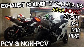 Exhaust Sound  2 Yamaha R6 2009 amp 2010  Akrapovic Short with Y Midpipe [upl. by Namilus]