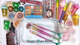 Ultimate Makeup Slime Mixing Eyeshadow Palette amp Makeup into Crystal Clear SlimeASMR Slime Sounds [upl. by Jareen]