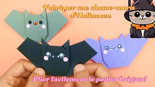 Fabriquer une chauvesouris avec du papier Origami  Pliez facilement le papier dHalloween [upl. by Ljoka]