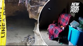 California homeless found living in 20footdeep furnished caves full of trash and drugs [upl. by Halludba380]