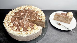 Nusscreme Torte Nusstorte Buttercreme klassisch wie vom Konditor [upl. by Yentruoc521]